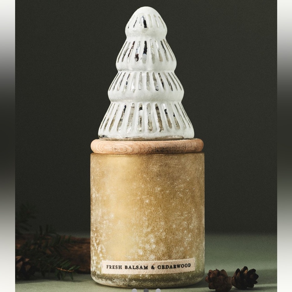 Anthropologie glass forest candle, NEW!